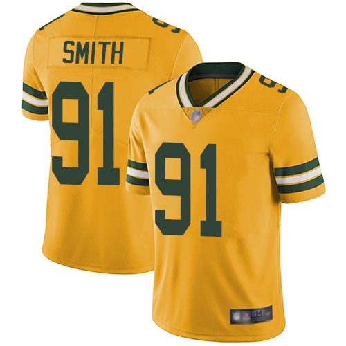 Green Bay Packers Limited Gold Men #91 Smith Preston Jersey Nike NFL Rush Vapor Untouchable->nfl t-shirts->Sports Accessory